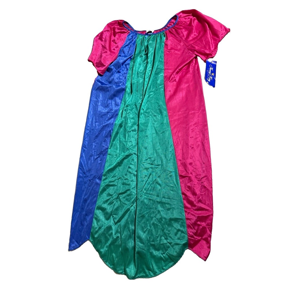 Nancy King Lingerie 7120 Colorblock Tri-Color Satin Nylon Nightgown S